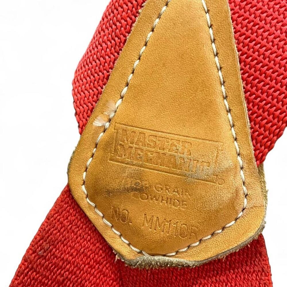 Red leather suspenders with adjustable